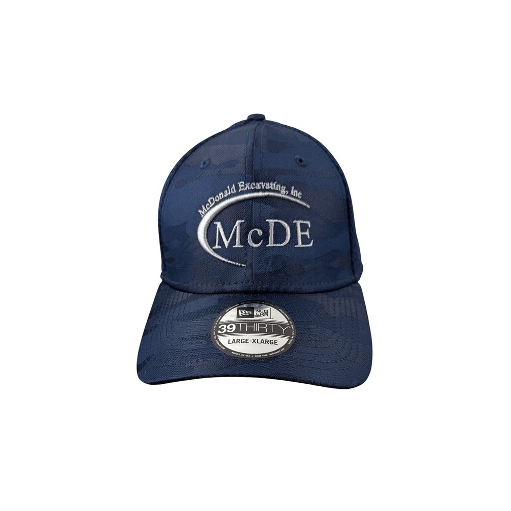 New Era 39THIRTY McDonald Excavating Blue Camo Mesh Stretch Fit Hat Large-XLarge - Picture 1 of 8